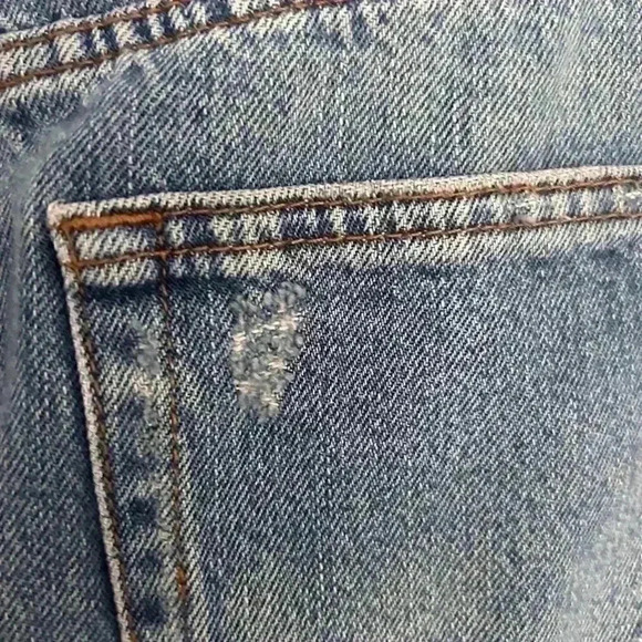 Top Shop Blue Denim Mini Skirt Size 10 - Picture 10 of 11